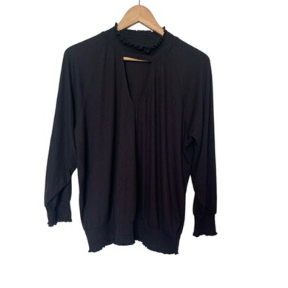 Torrid Black Ribbed Mock Neck Cutout Plus Size Top